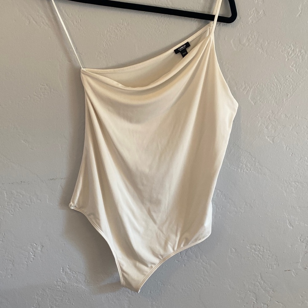 Express body contour one shoulder thong bodysuit